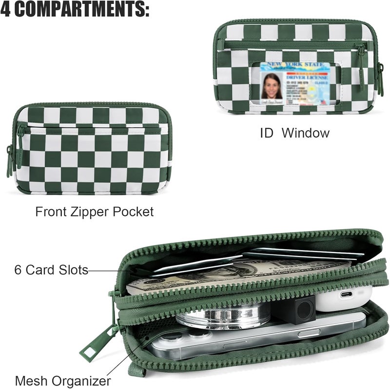 NEWROGENG Checkered WristleWallets for Women, RFID Wallet Crossbody with 4 Zippers, Credit Card Holder Cell Phone Organizer - Image 5